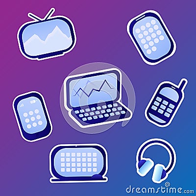 Modern stickers of electronic devices Vector Illustration