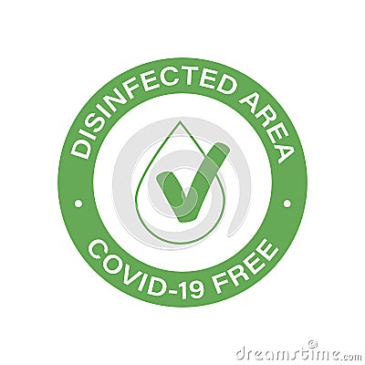 Round symbol for disinfected areas of covid-19. Coronavirus free area icon. Stock Photo