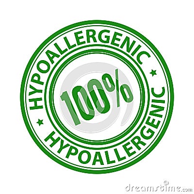100% Hypoallergenic green badge isolated on white background Stock Photo