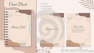 Cover book minimal style leaf and flat color size a4 Vector Illustration