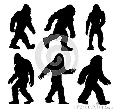 Bigfoot Silhouette Pack Vector Illustration
