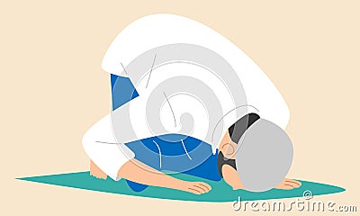 Muslim Doing Salah, Salat, Shalat, Sholaat Vector Illustration