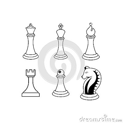 Chess. Vector illustration of a chess pawn. Kings, queens, rooks, ministers, horses and pawns. Isolated on a blank background, edi Vector Illustration