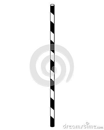 Drinking straw, flat striped - stock illustration for coloring. Drinking straw picture for coloring, logo or sign Vector Illustration