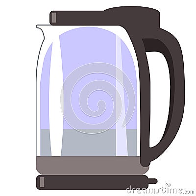 Modern glass electric kettle for boiling water. Kettle with boiling water on a white background. Vector Illustration