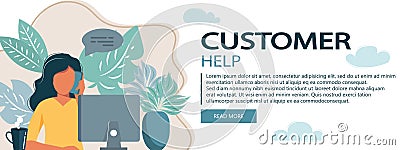 Live support concept. Business customer care service concept. Icon for contact us, support, help, phone call and website click. Fl Vector Illustration