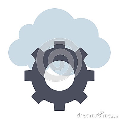 Cloud Settings - Flat color icon. Vector Illustration