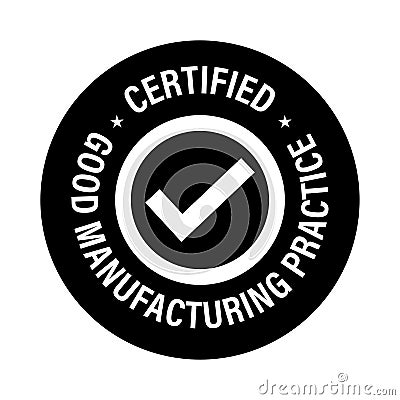 Certified GMP, good manufacturing practice Vector Illustration