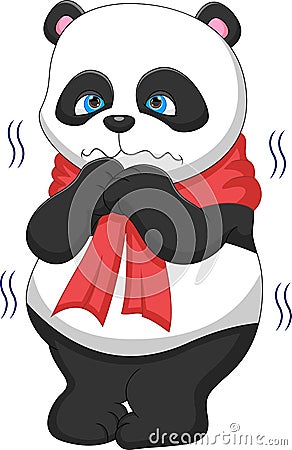 Sick panda cartoon isolated on white background Vector Illustration