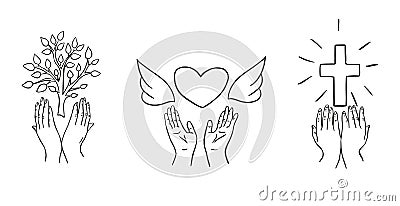 Hand drawn symbol of hope, faith and love. Vector Illustration