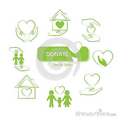 donate vector icons heart love charity Stock Photo