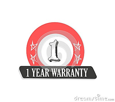 1 Year Warranty Redish Grey logo icon button stamp vector Vector Illustration