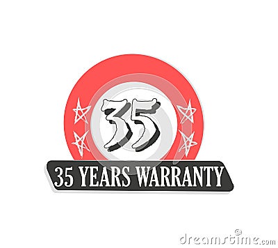 35 Warranty Redish Grey logo icon button stamp vector Vector Illustration