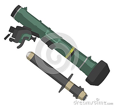 Modern combat ATGM FGM-148 Javelin with a missile. Anti-tank weapons. Vector Illustration