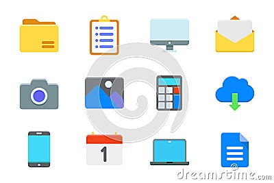 Flat essential icon set for UI UX design element Vector Illustration