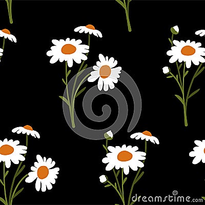 Chamomile pattern. Vector seamless texture. Vector Illustration