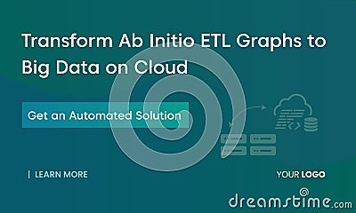 Big Data banner, Transform Ab Initio ETL Graphs to big data on the cloud. Vector Illustration