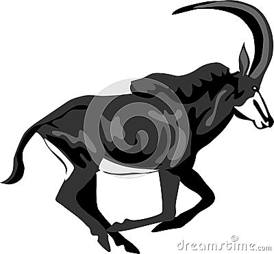 Sable Antelope Running Vector Illustration