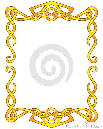 Frame vertical for text or photo in golden color Celtic style - vector full color element. Celtic ornament vertical frame Vector Illustration