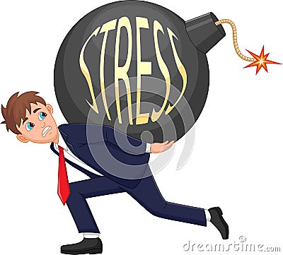 Businessman under a heavy load of stress Vector Illustration