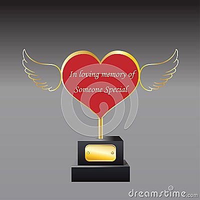 Heart with angel wings, sympathy gift, soul jouney, memorial, remembrance, commemorate, loved one loss Vector Illustration