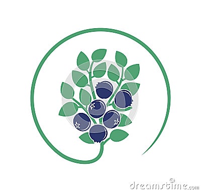 Blueberry bush logo. Isolated blueberry on white background Vector Illustration