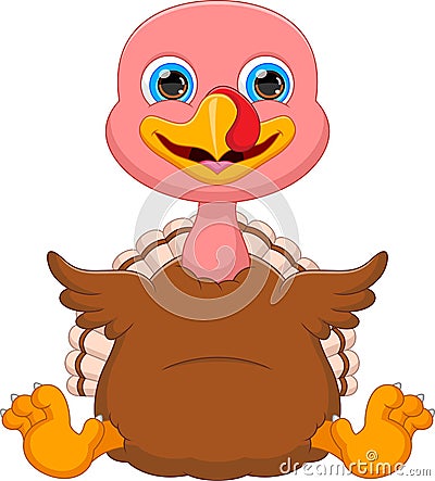 Cartoon cute baby turkey bird Vector Illustration