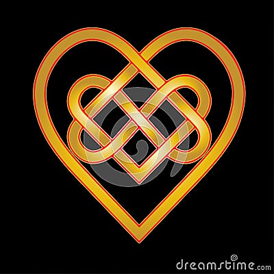 Symbol of Eternity, everlasting love, infinity heart knot, celtic heart knot rune, tatoo, logo Vector Illustration