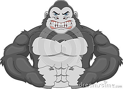 Cute muscle gorilla cartoon Vector Illustration