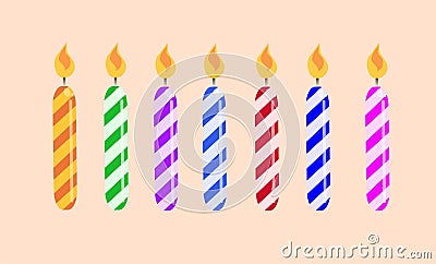 Colorful birthday candles vector in ice lolly style Vector Illustration