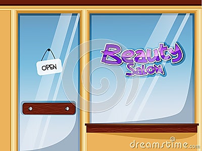 Beauty Salon Business Window Entrance Background Vector Illustration