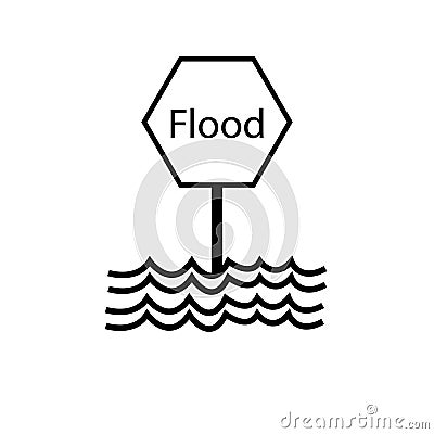 Flood icon. Flood road sign. High flood risk. Stock Photo