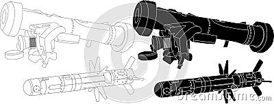 FGM-148 Javelin with a missile. Vector Illustration