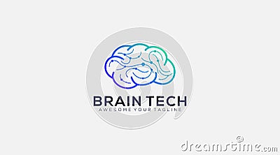 brain tech logo creative connect vector Design Vector Illustration