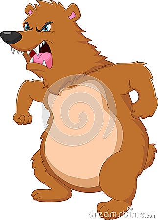 Cartoon angry baby bear on white background Vector Illustration