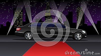 Movie Stars Background Scene with Red Carpet Vector Illustration