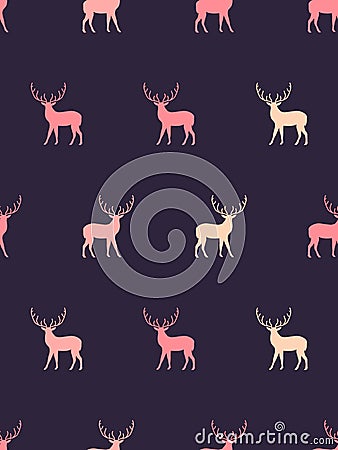 Seamless deer patterned background Vector Illustration