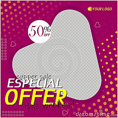 super sale - especial offer - social media post Vector Illustration