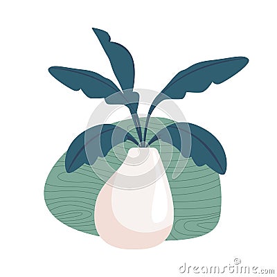 Vase plant with green bubble isolated on white background. Preparation to start work Vector Illustration