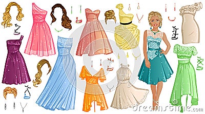 Bridesmaid Paper Doll. Vector Illustration Vector Illustration