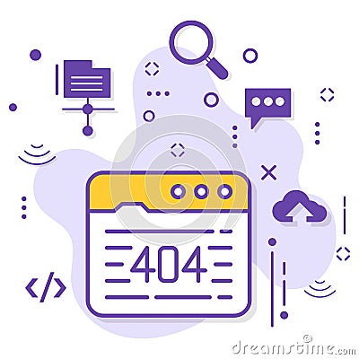 404 Error in Browser Window Vector Icon Design, Cloud computing and Internet hosting service, Not available Web server response Co Cartoon Illustration