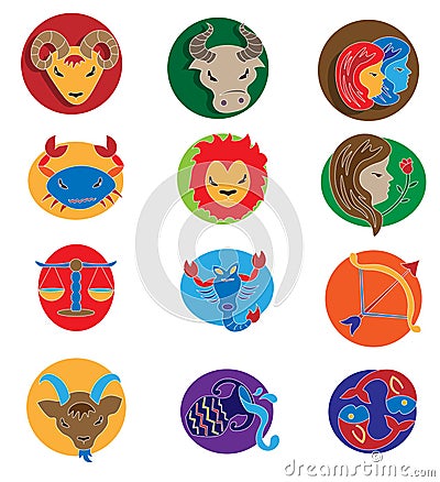 Astrology symbols drawing, all twelve signs. Stock Photo