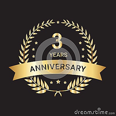 3rd years anniversary logo, icon and vector design. 3 years anniversary Stock Photo