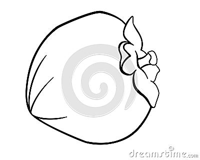 Persimmon, a fruit with a dried flower and a stalk - vector linear picture with plant food for coloring, logo or pictogram. Vector Illustration