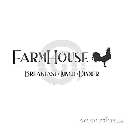 The farmhouse breakfast, lunch, dinner logo design. Cartoon Illustration