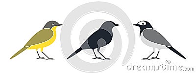 Yellow wagtail logo. Isolated yellow wagtail on white background Vector Illustration