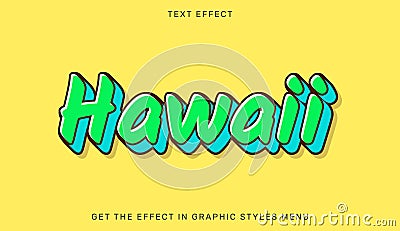 Hawaii text effect template in retro style Vector Illustration