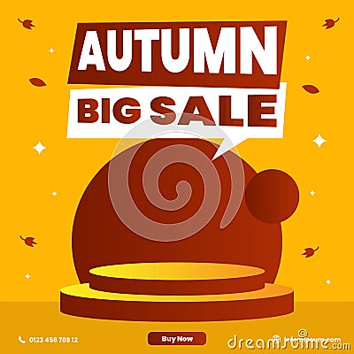 Promo autumn sale web banner template. Business marketing poster for invitation. Vector Illustration