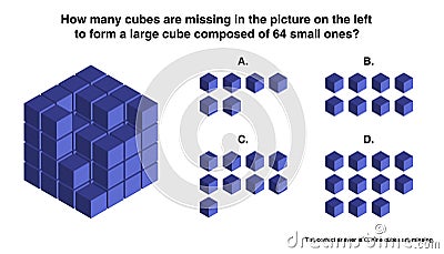 Vector 3d isometric graphic of cubes shapes a logical reasoning question Stock Photo