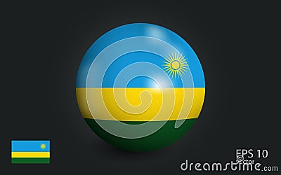 Web Realistic ball with flag of Rwanda. Sphere with a reflection of the incident light with shadow. Vector Illustration